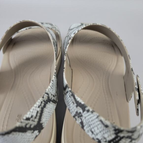 Crocs Womens Brooklyn Low Wedge Slingback Sandal Snake Print 206453 Beige Size 9 - Picture 11 of 13